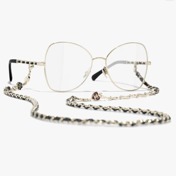 CHANEL BUTTERFLY GLASSES/ COLOR: GOLD AND BLACK - Picture 1 of 6